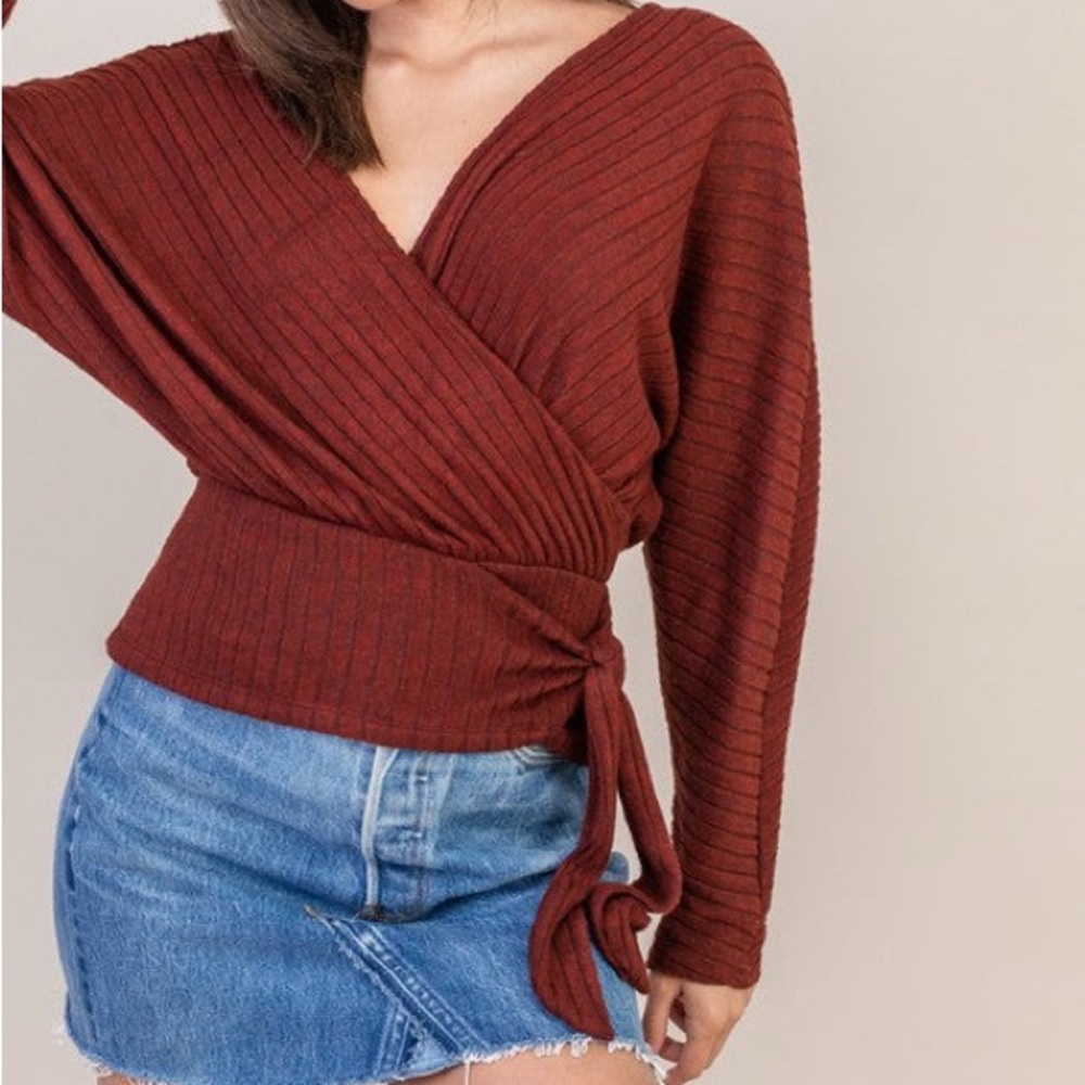 Rust Wrap Top. NWOT - Picture 4 of 4